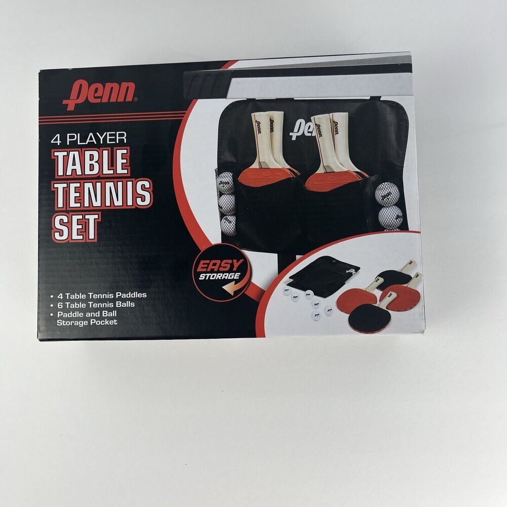 PENN 4 Player TABLE TENNIS SET w/ 4 Paddles 6 Balls Storage Bag NEW SEALED!